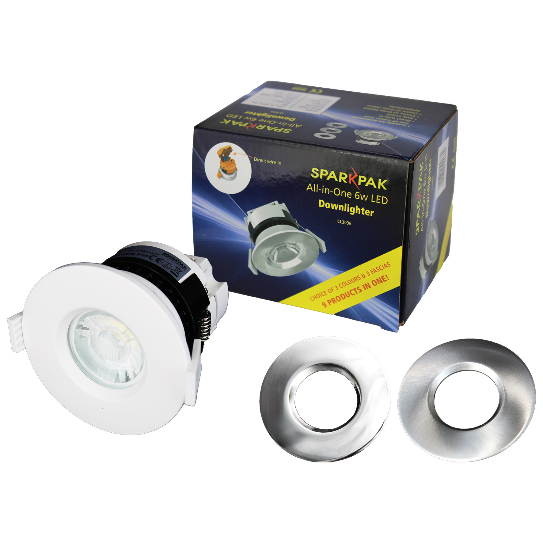 6W 520lm LED Downlighter with Interchangeable Bezels