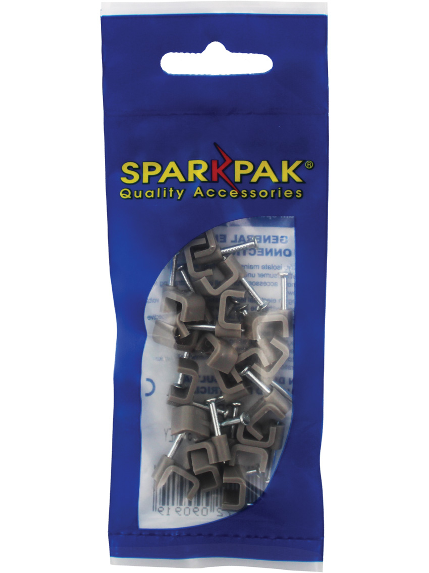 1mm Twin & Earth Round Clips Grey (20)