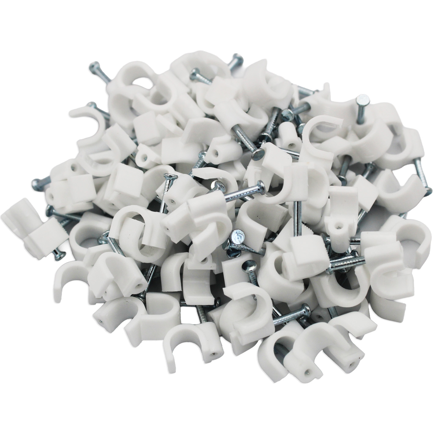 7mm Round Clips White (100)