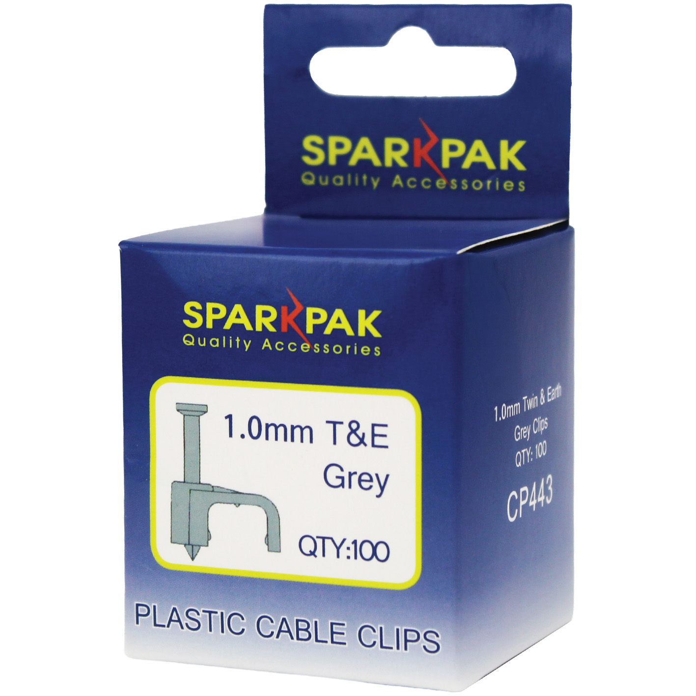 1mm Twin & Earth Round Clips Grey (100)