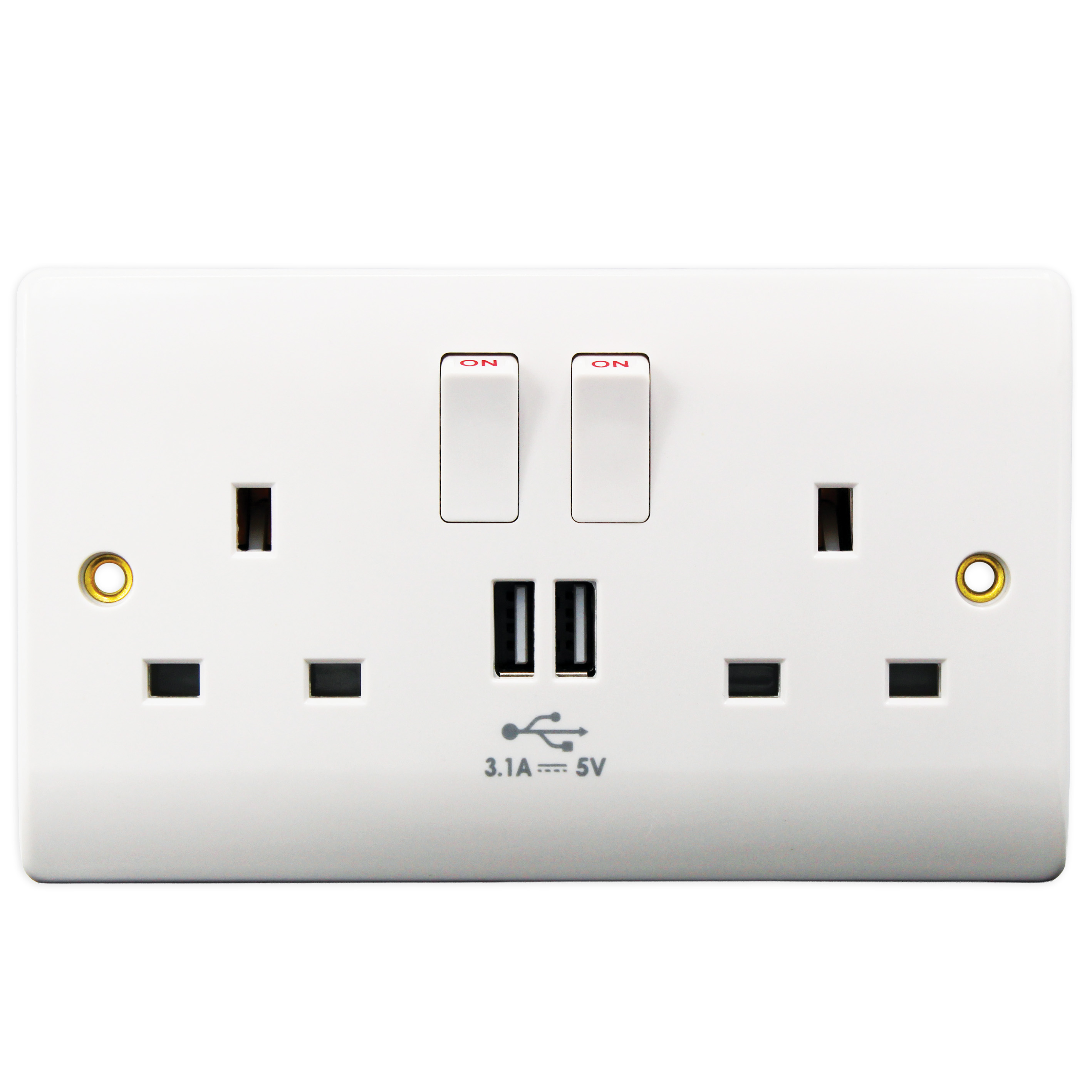 2G Switched Socket with Twin USB Ports