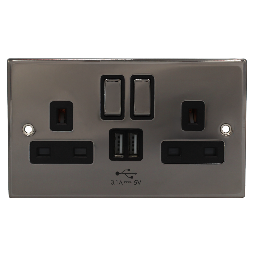 13A 2G Switched Socket with Twin USB Ports