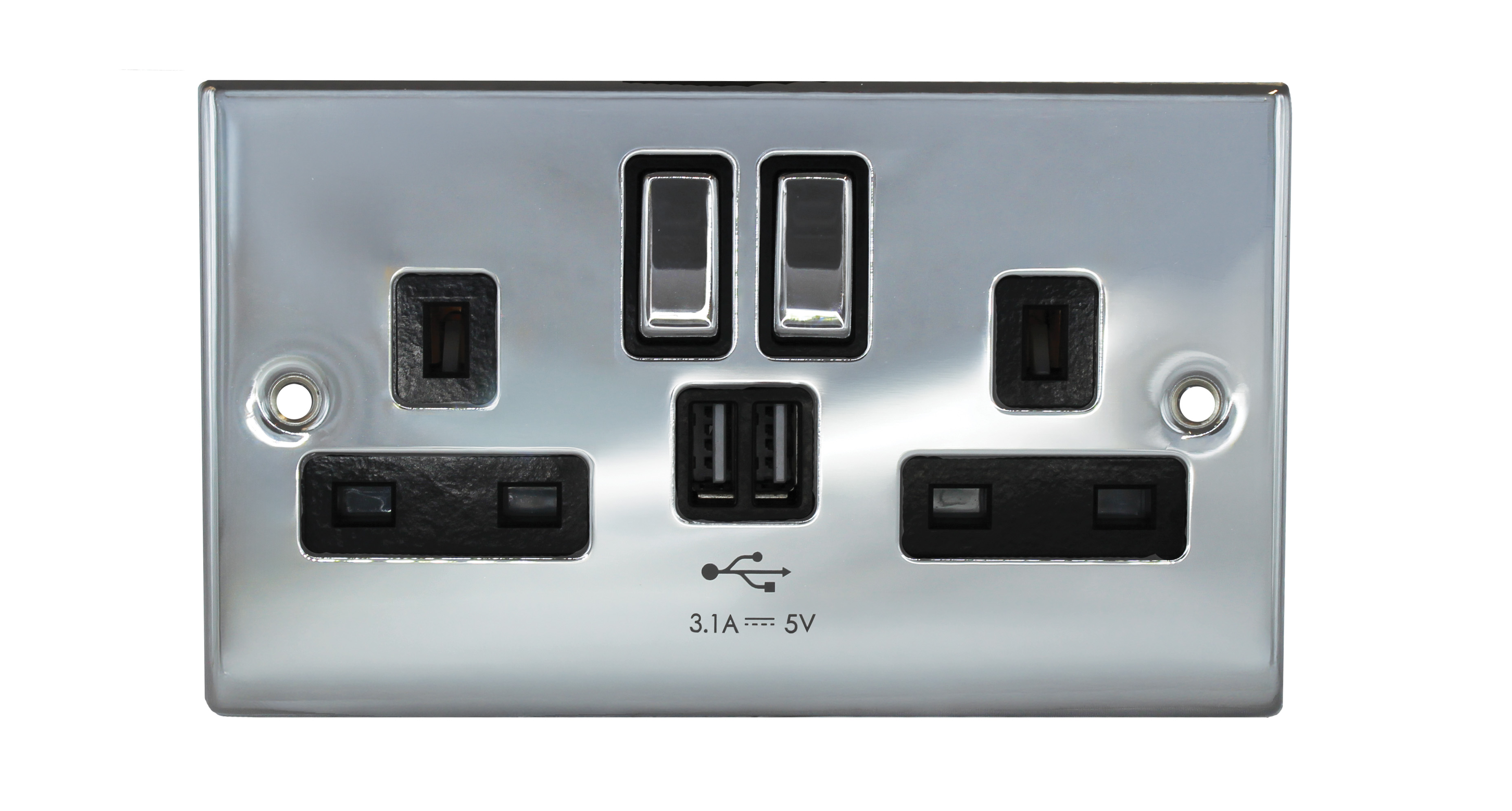 2G Switched Socket with Twin USB Ports