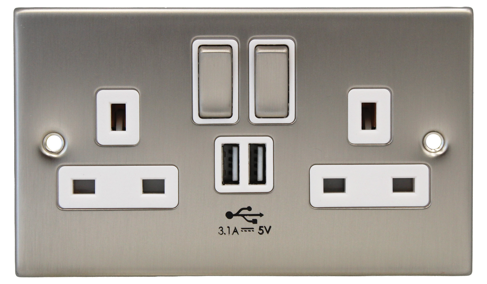 2G Switched Socket with Twin USB Ports