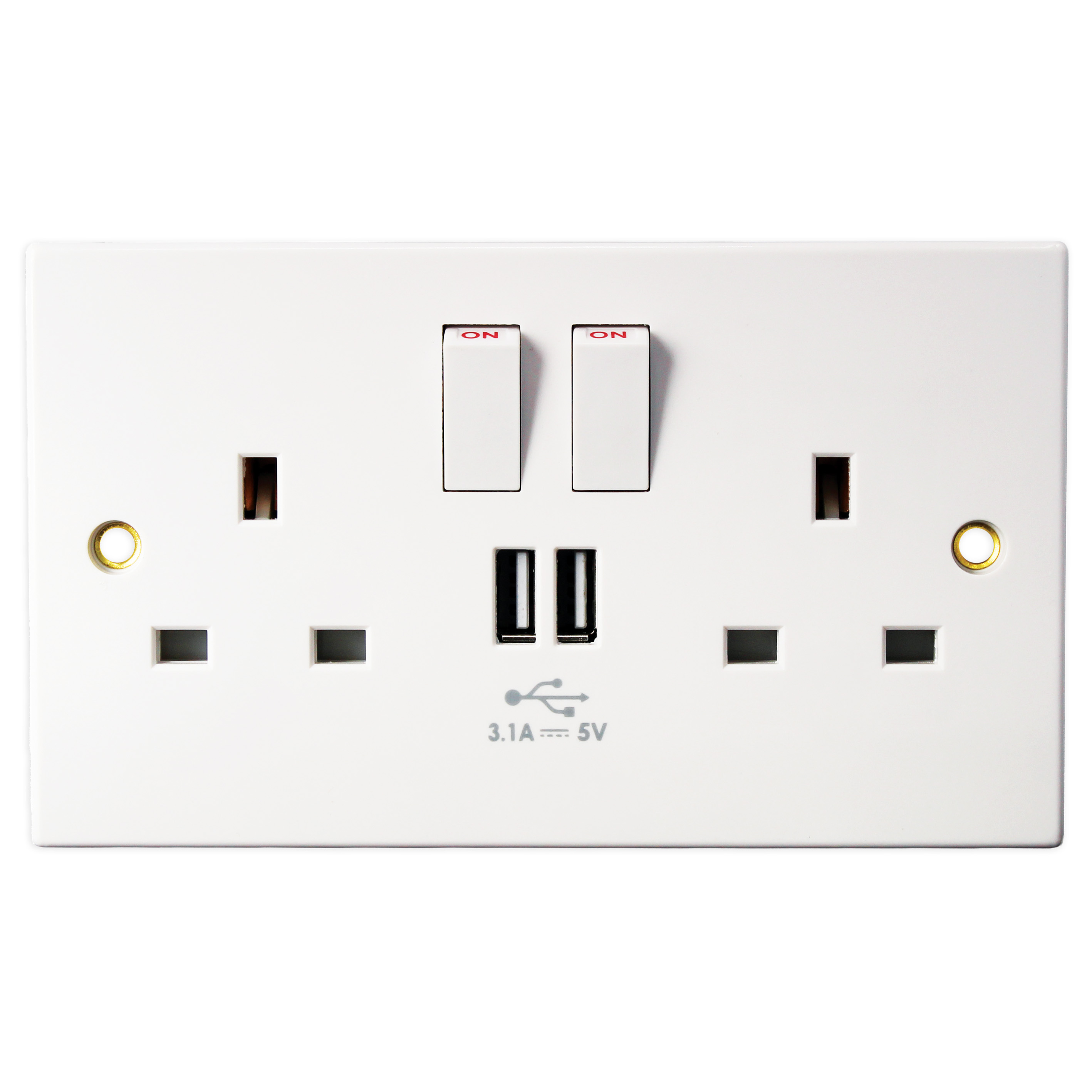 2G Switched Socket with Twin USB Ports