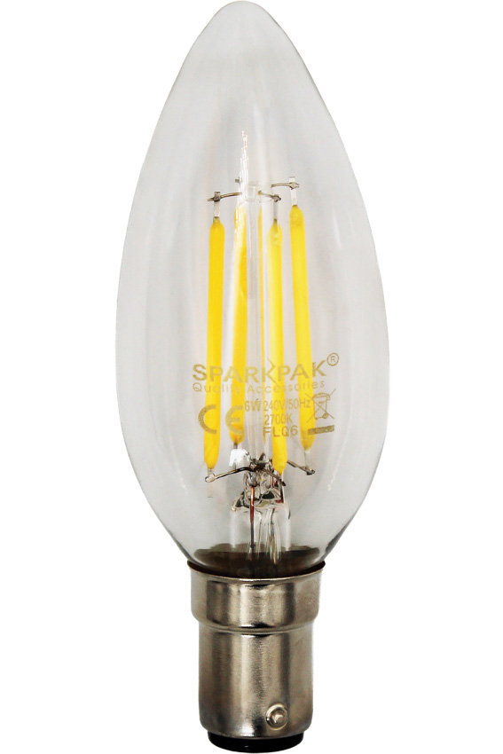 6W SBC Filament LED Candle Lamp
