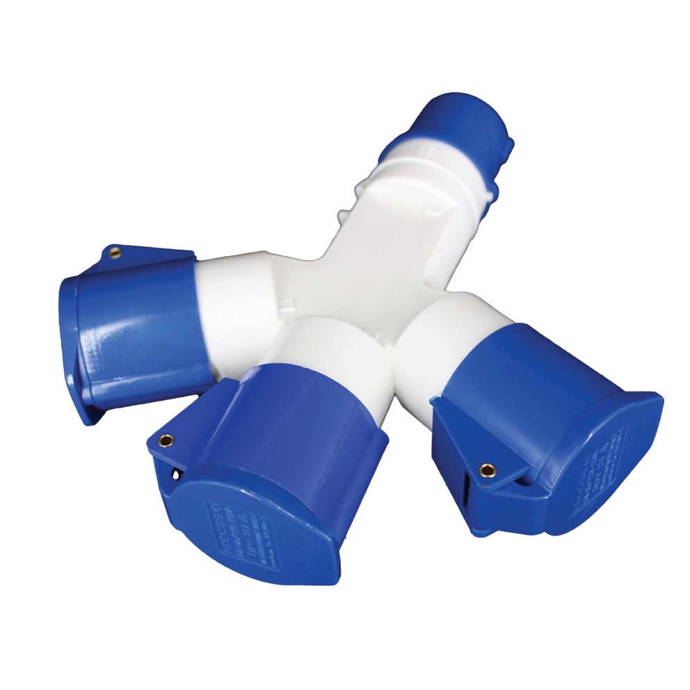 16A 240V 3W Site Splitter Blue