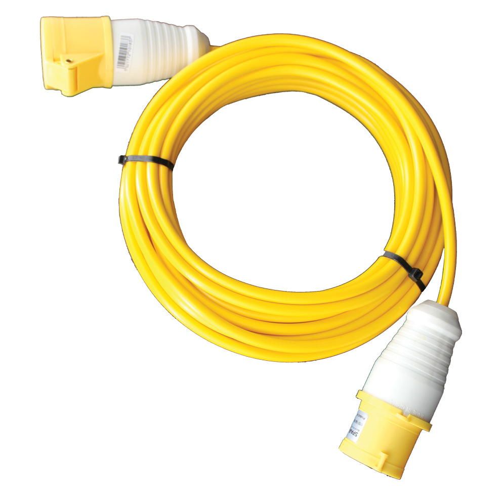 14m 110V Lead c/w Plug and Socket Yellow