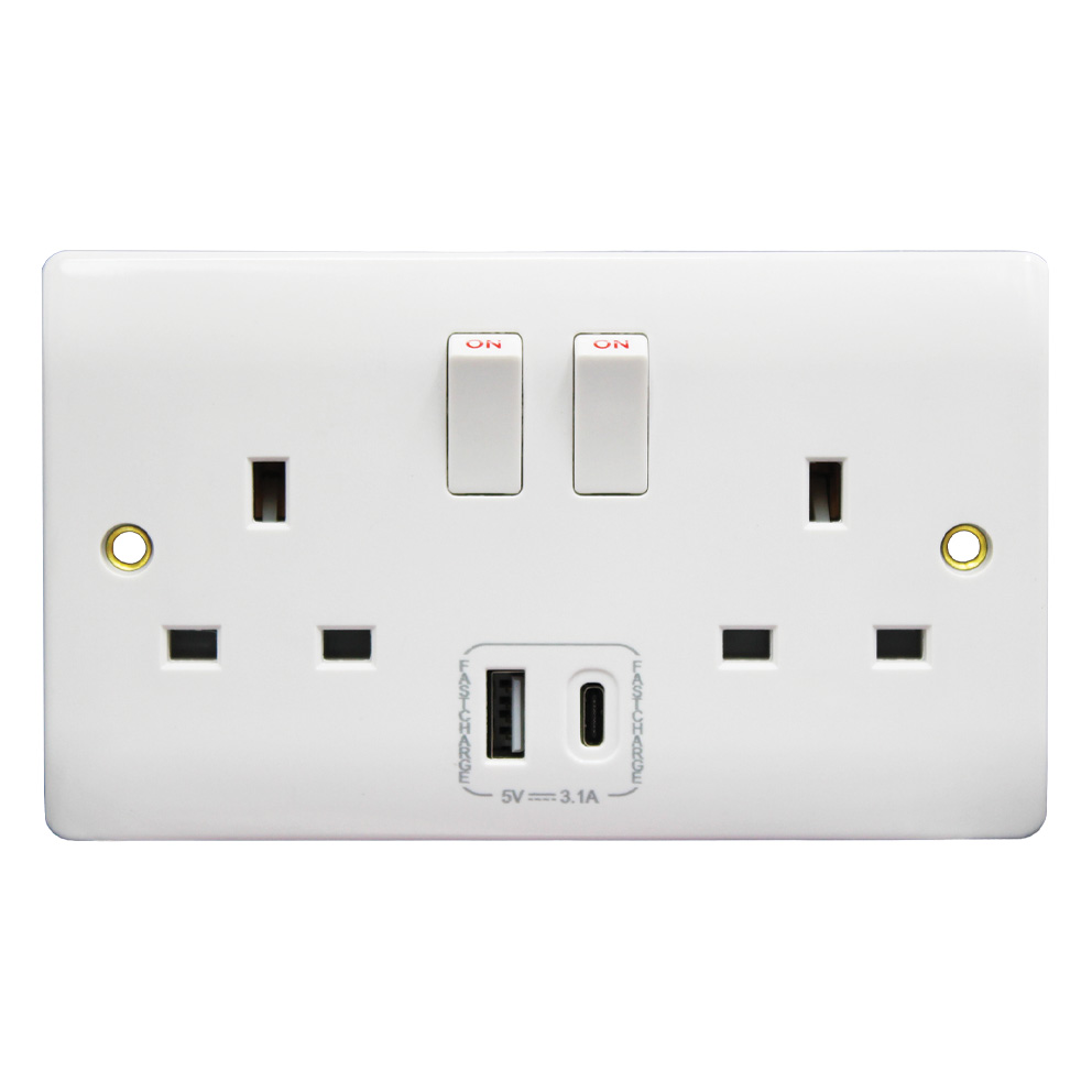 2G Switched Socket with C-Type USB