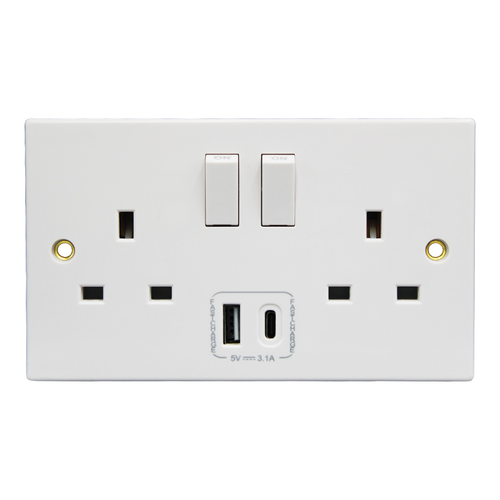 2G Switched Socket with C-Type USB